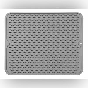 Silicone Dish Drying Mat for Kitchen Counter or Sink, Refrigerator Drawer Liner